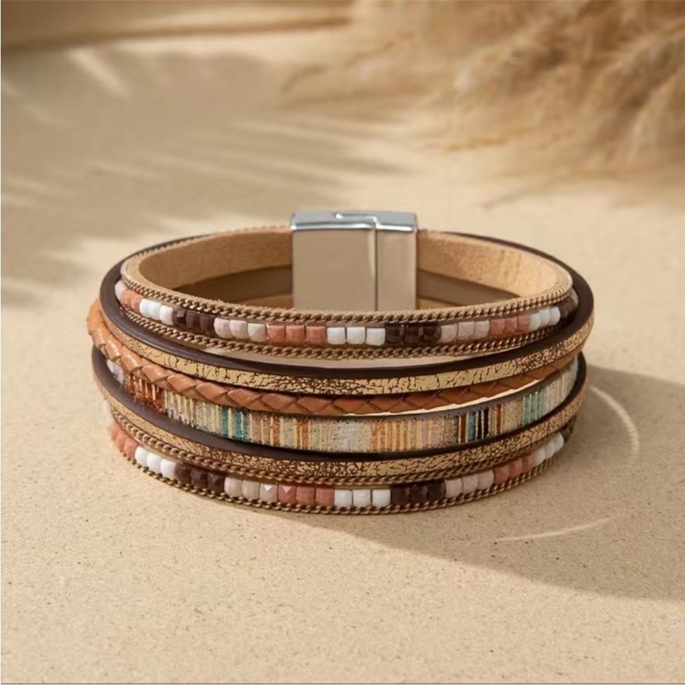 Multi strand faux leather bracelet-NWT